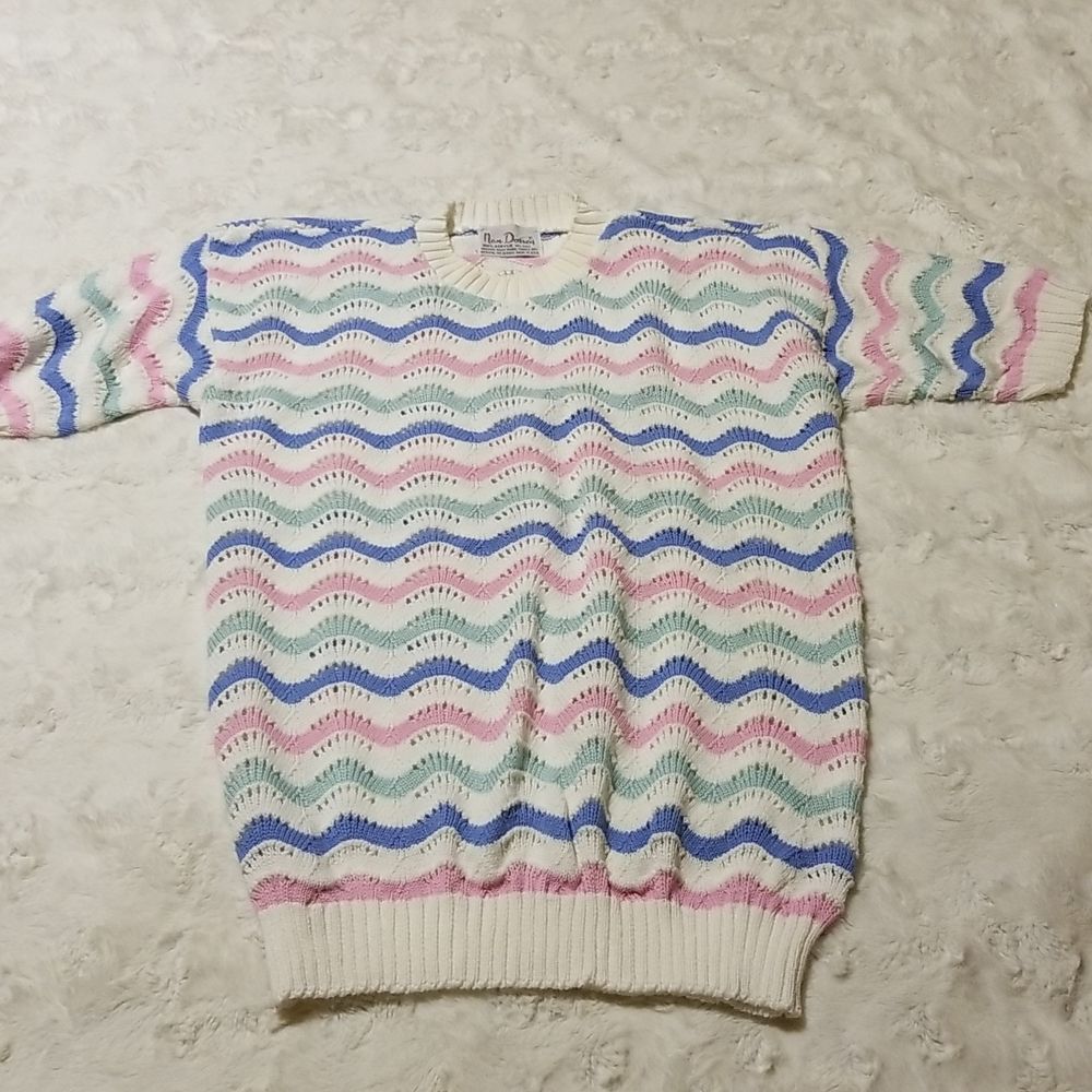 Vintage Nan Dorsey Sweater Striped Womens Size Medium Grandma Retro Cottagecore